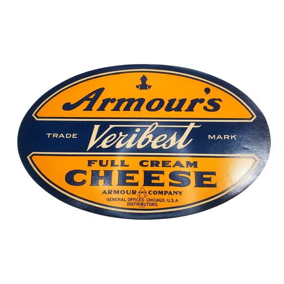 Vintage Old Armour’s Veribest Full Cream Cheese Crate Box Label Chicago 12" - Picture 1 of 4